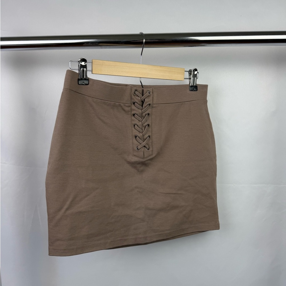 NWOT Forever 21 Brown Lace-Up Bodycon‎ Mini Skirt | Size M